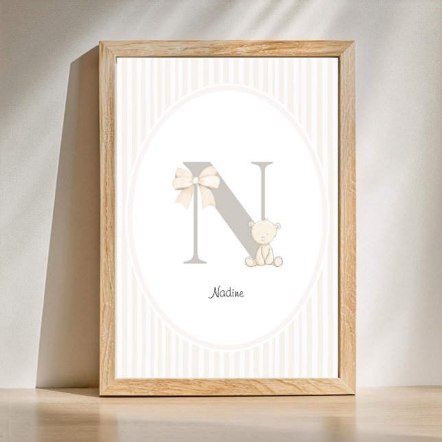 Affiche Custom Letter N Nursery Wall Art - Baby Name Print (Letter N Nursery Wall Art - Custom Baby Name Print)