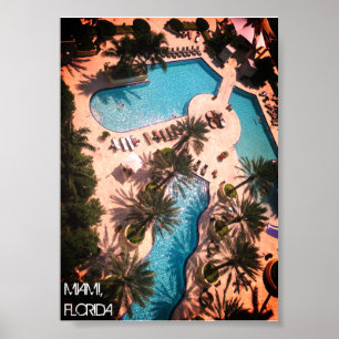 Affiche Custom Miami Beach Florida - Pool Relax GOOD VIBES