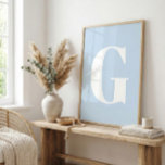 Affiche Custom Mid Century Retro Letter Initial Icy Blue<br><div class="desc">Transform your space with a touch of mid-century charm! This customizable retro letter art print in cool white and icy glacier blue is the perfect way to add a pop of color and personalized flair to your home. Whether you're designing a trendy gallery wall, decorating a bedroom, or searching for...</div>