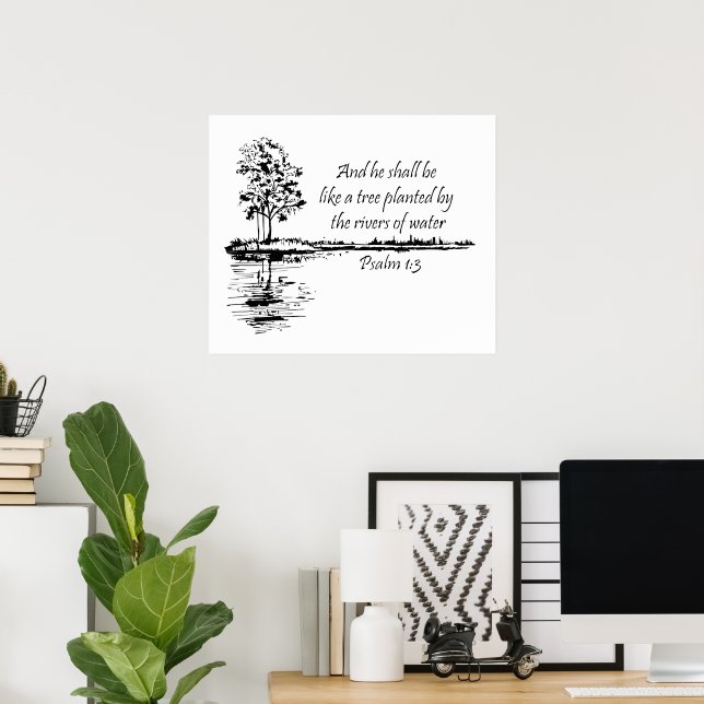 Affiche Custom Name Encouraging Scripture Psalm 1:3  (Bureau à domicile)
