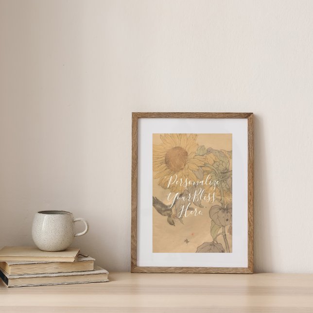 Affiche CUSTOM Nostalgic Sunflower & Bird Art Print  (Créateur téléchargé)