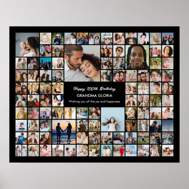 Affiche Custom Photo Collage 100 Pictures 100th Birthday (Devant)
