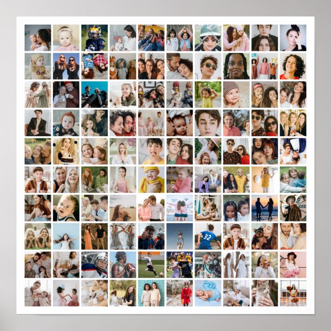 Affiche Custom Photo Collage 100 Pictures Square Grid (Devant)