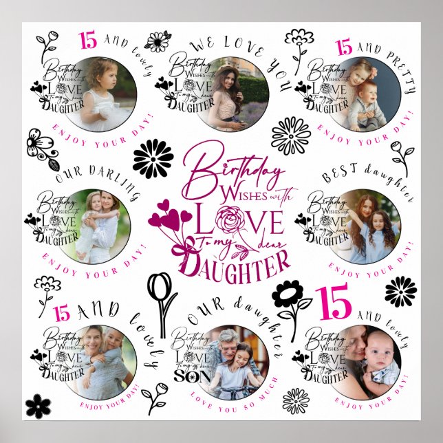 Affiche Custom Photo Pattern Daughter Birthday (Devant)