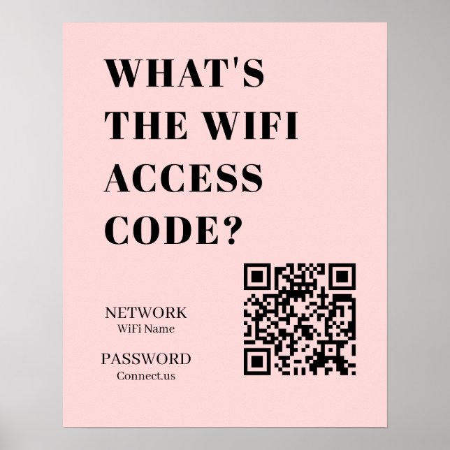 Affiche Custom Pink WiFi QR | Personalized Password (Devant)