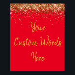 Affiche Custom Red Anniversary Party Photo Prop<br><div class="desc">sweet 16 quinceanera 40th 50th,  personalized 30th 21st 16th 15th,  25th fifteen sixteen twenty-fifth first,  custom poster for photo booth,  twinkle glitter posters for anniversary,  bridal shower sign hen weekend,  wedding reception photo prop sparkly,  boho bachelorette trip 18th 20th,  sparkle poster for birthday party,  anniversary signs red and gold</div>