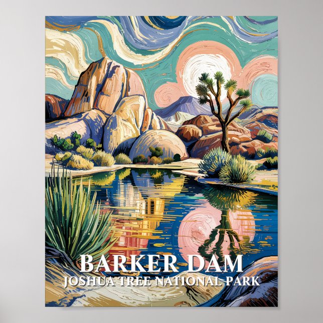 Affiche Custom Text Barker Dam Joshua Tree Van Gogh Desert (Devant)