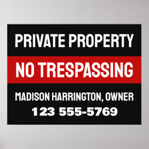 Affiche Custom Text & Color Private Property