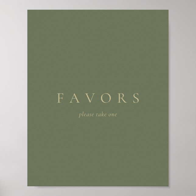 Affiche Custom Text Favors Simple Gold Sage Green (Devant)