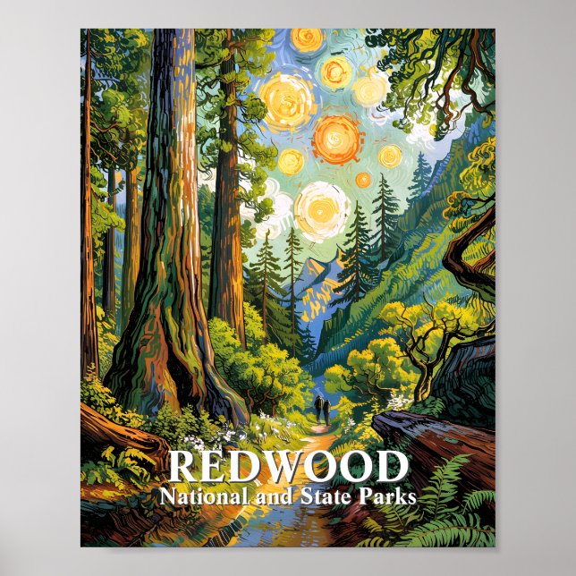 Affiche Custom Van Gogh Redwood National Park Hiking Trail (Devant)