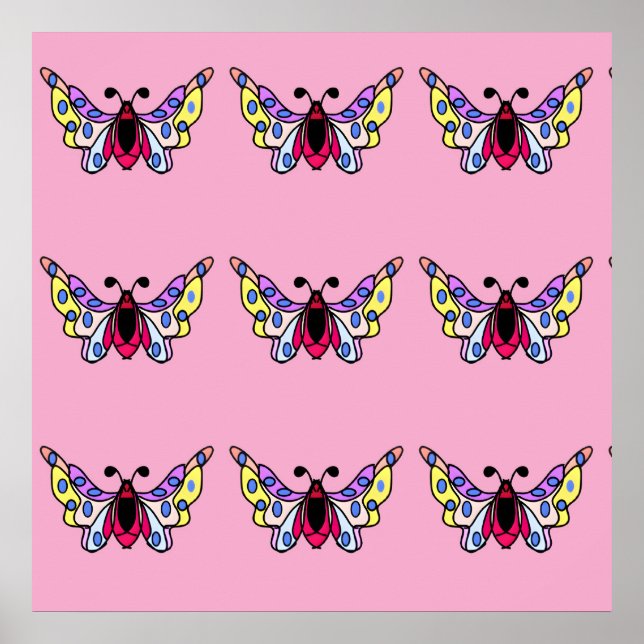 Affiche Custom Vibrant Modern Folk Butterfly Art (Devant)