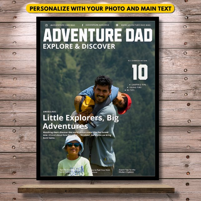 Affiche Customizable Adventure Dad Magazine Add Your Photo (Créateur téléchargé)
