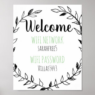 Affiche Customizable Welcome Wifi password sign