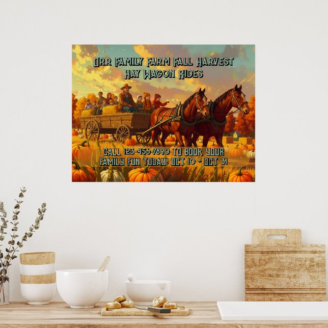Affiche Customize Farm Fall Harvest Horse Drawn Wagon Ride (Cuisine)