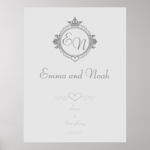 Affiche Customize the names, initials and phrase Love