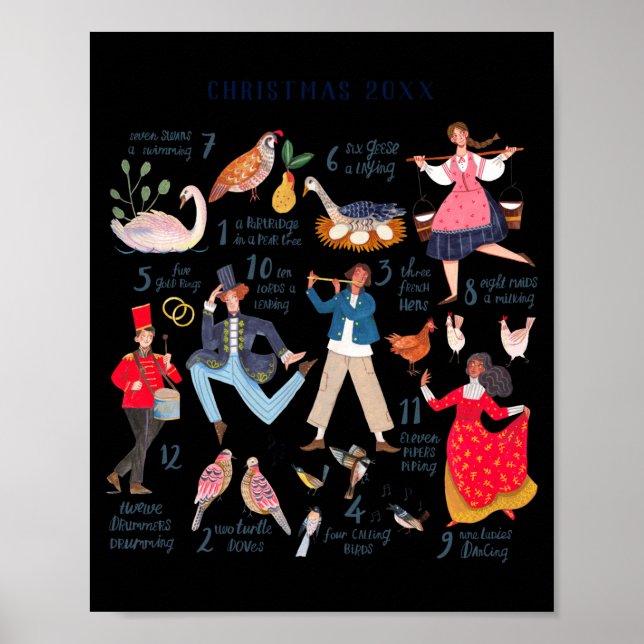 Affiche Cute 12 Days Of Christmas Clic Traditional  (Devant)