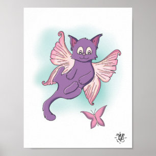 Affiche Cute aile Fairy Kitty