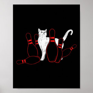 Affiche Cute Alley Chat Knocke Bowler Tipping Bowling Pin