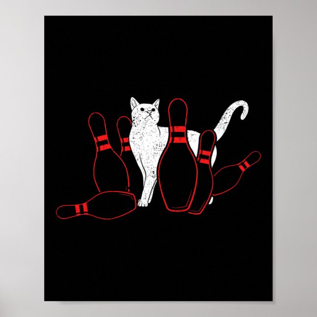 Affiche Cute Alley Chat Knocke Bowler Tipping Bowling Pin (Devant)