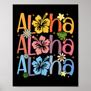 Affiche Cute Aloha Hawaiian Summer Vacances Shaka Hibiscus