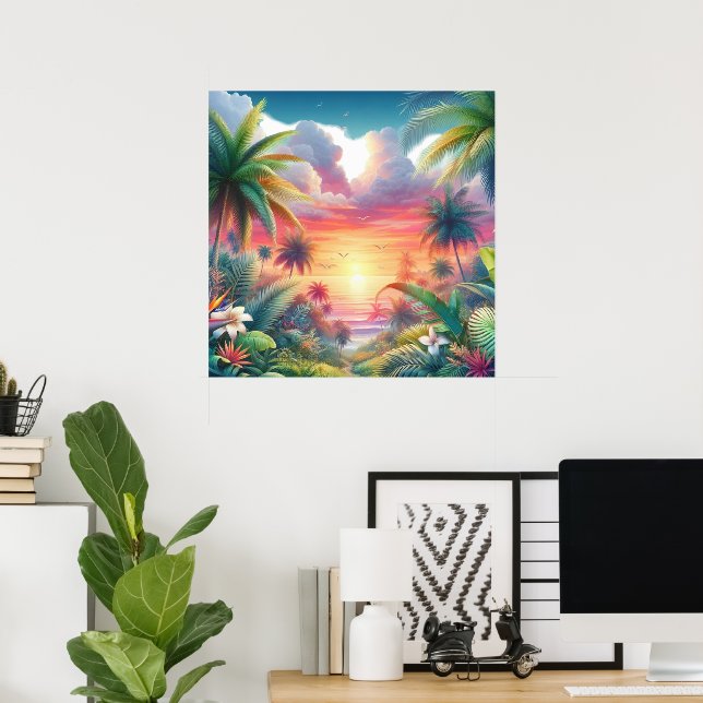 Affiche Cute Amateurs de plage tropicale (Bureau à domicile)