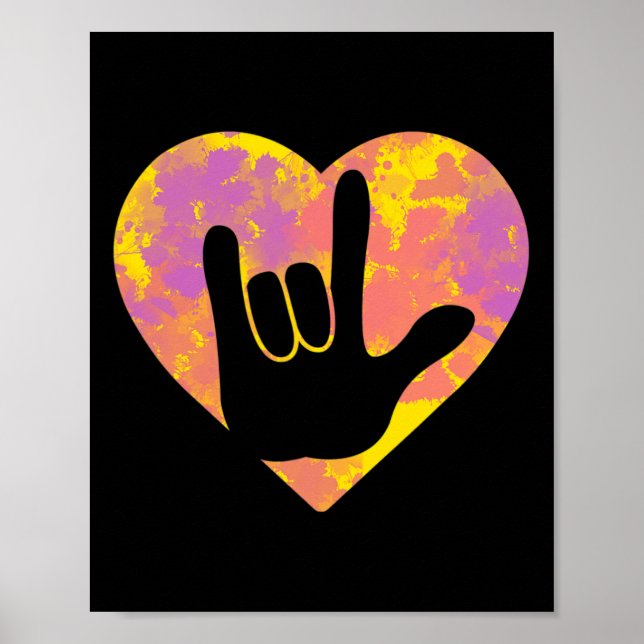 Affiche Cute American Sign Language Fierté Sourde Sensibil (Devant)