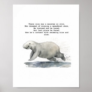 Affiche Cute animal art - Racing Manatee