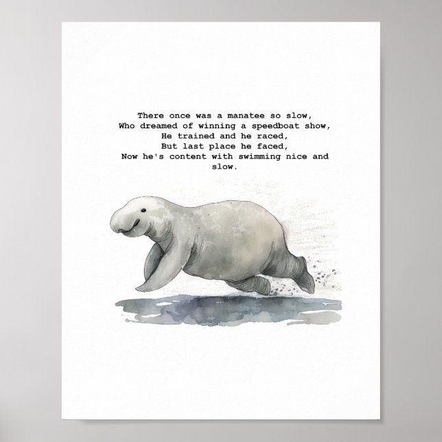Affiche Cute animal art - Racing Manatee (Devant)