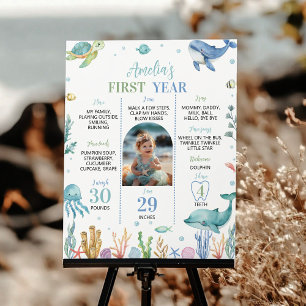 Affiche Cute Animal Océan Sous la mer Anniversaire Jalon