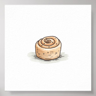 Affiche Cute aquarelle cannelle rouleau
