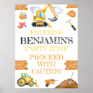 Affiche Cute Aquarelle Construction Anniversaire