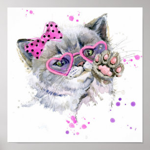 Affiche Cute Aquarelle Kitten