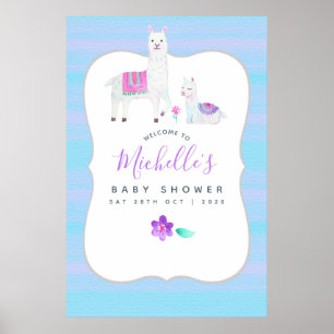 Affiche Cute Aquarelle Llama thème Baby shower Accueil