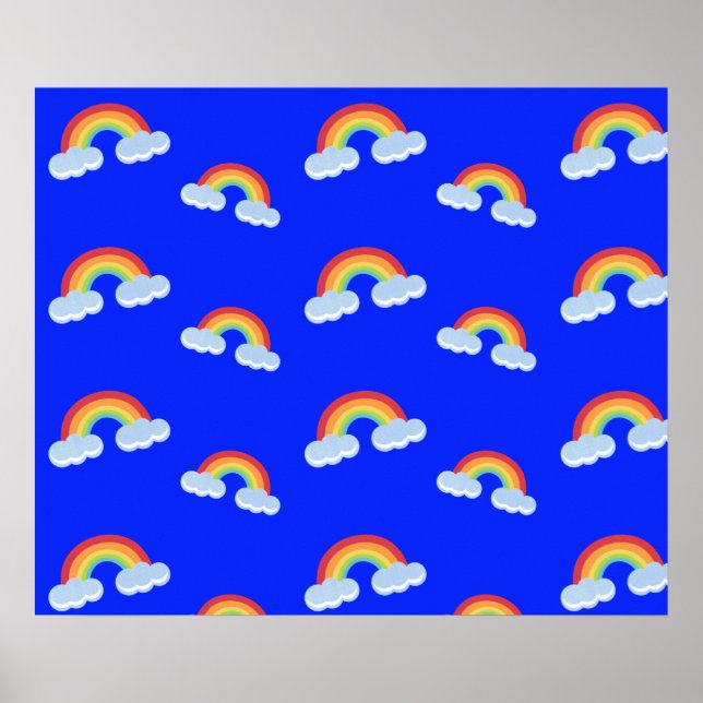 Affiche Cute arc-en-ciel avec Motif nuages (Devant)