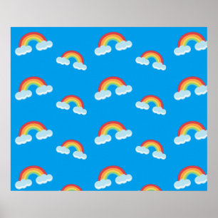 Affiche Cute arc-en-ciel avec Motif nuages