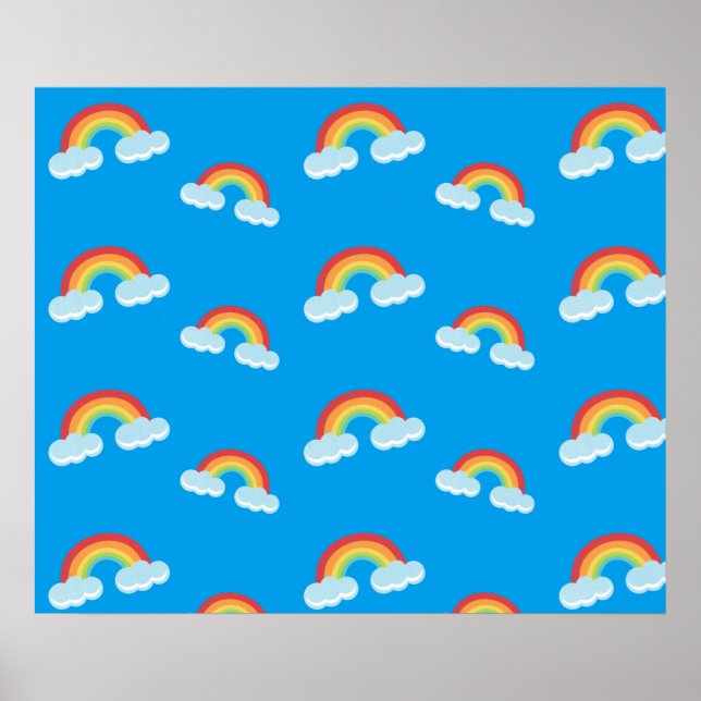 Affiche Cute arc-en-ciel avec Motif nuages (Devant)