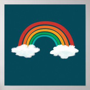 Affiche Cute arc-en-ciel sur nuages Motif - Cadeaux d'été