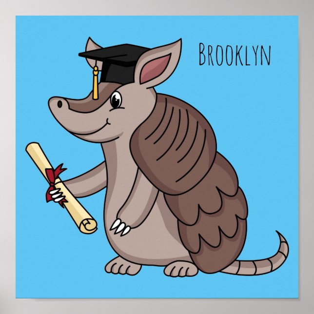 Affiche Cute armadillo avec dessin animé de la casquette d (Devant)