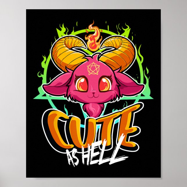 Affiche Cute As Halloween Kawaii Phomet Funny Satan G (Devant)