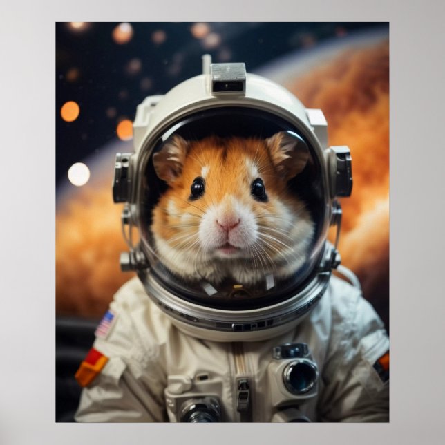 Affiche Cute astronaute spatiale Hamster (Devant)