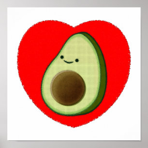 Affiche Cute Avocado Dans Le Coeur Rouge
