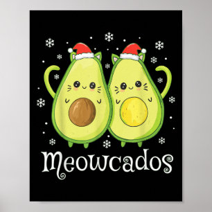 Affiche Cute Avocado Kitten Pun drôle de Noël Alimentation
