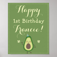 Cute Avocado Personnalisez 1er anniversaire Bienve