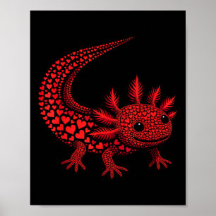 Affiche Cute Axolotl Coeur Enfants Hommes Femmes Valentine