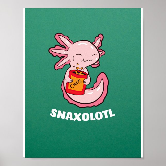 Affiche Cute Axolotl Lover Snaxolotl Kawaii (Devant)