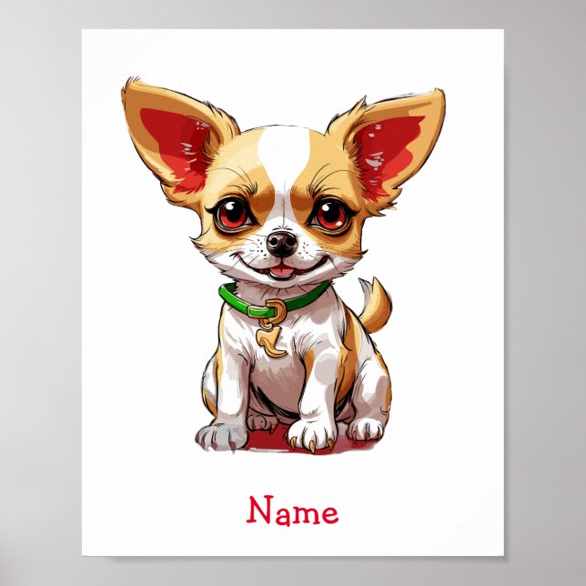 Affiche Cute Baby Chihuahua Nom personnalisé (Devant)