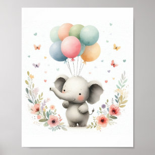 Affiche Cute Baby Elephant Nursery Art