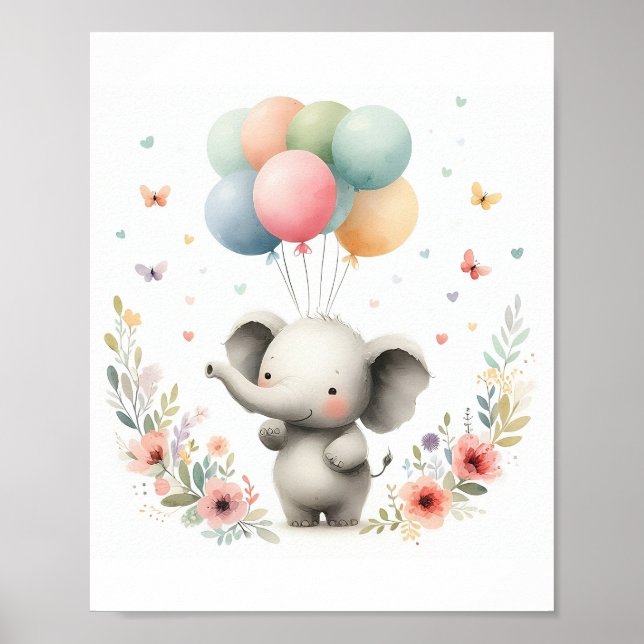 Affiche Cute Baby Elephant Nursery Art (Devant)