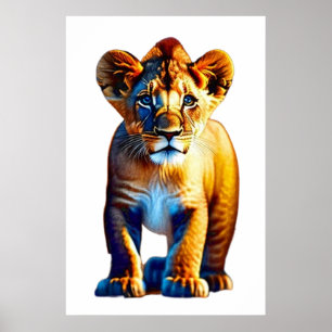 Affiche Cute Baby Lion Cub Design pour Amoureux des animau