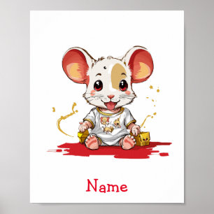 Affiche Cute Baby Mouse Nom personnalisé
